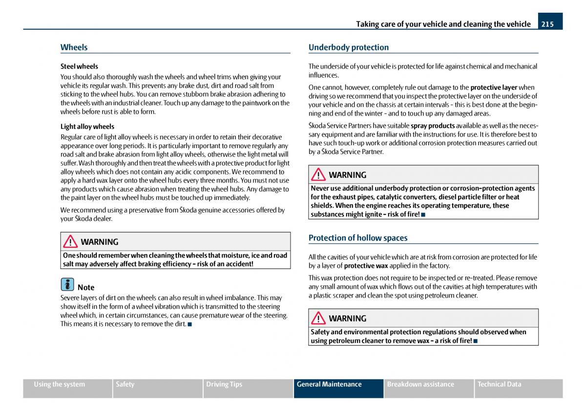 Skoda Octavia I 1 owners manual / page 216