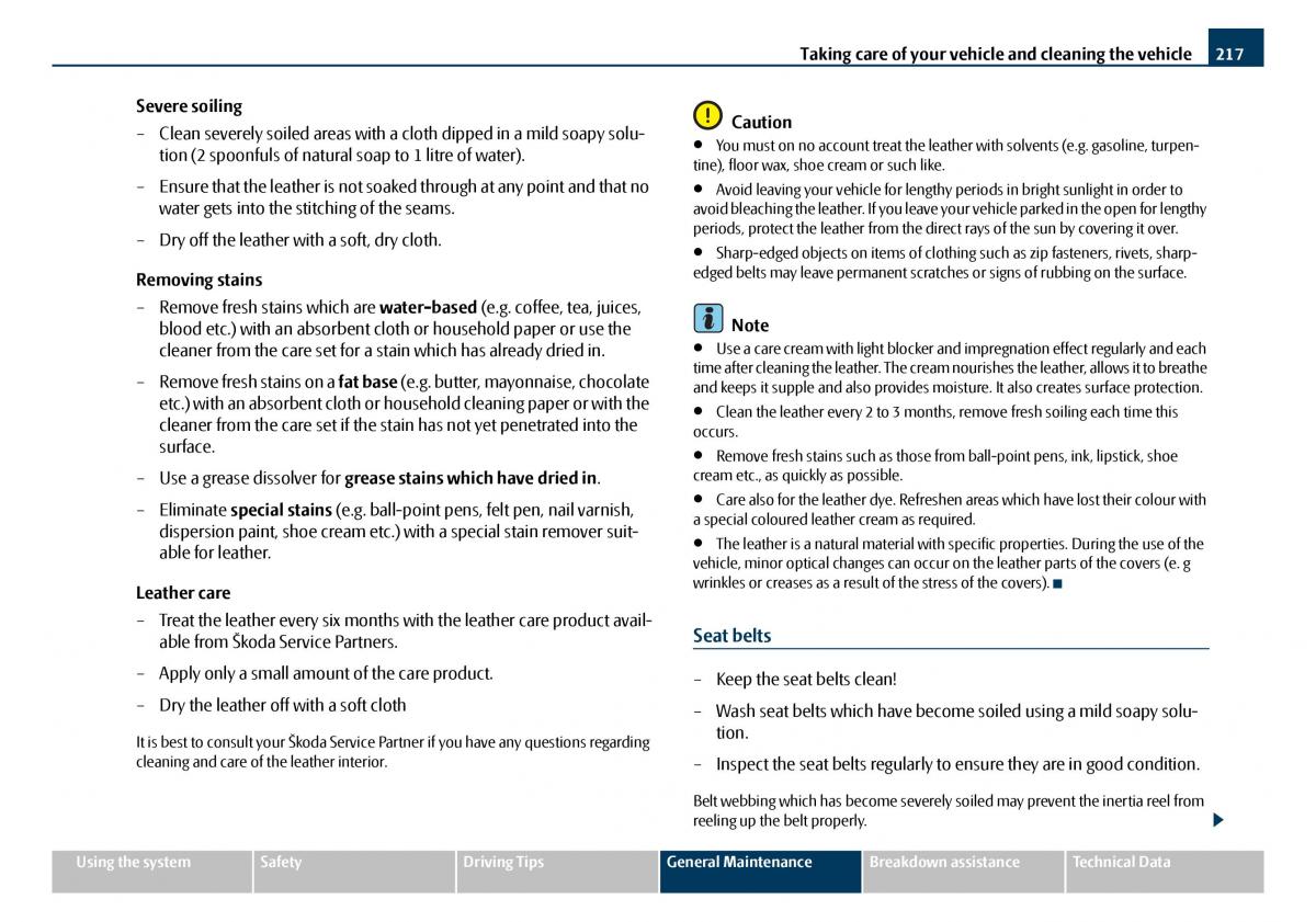 Skoda Octavia I 1 owners manual / page 218