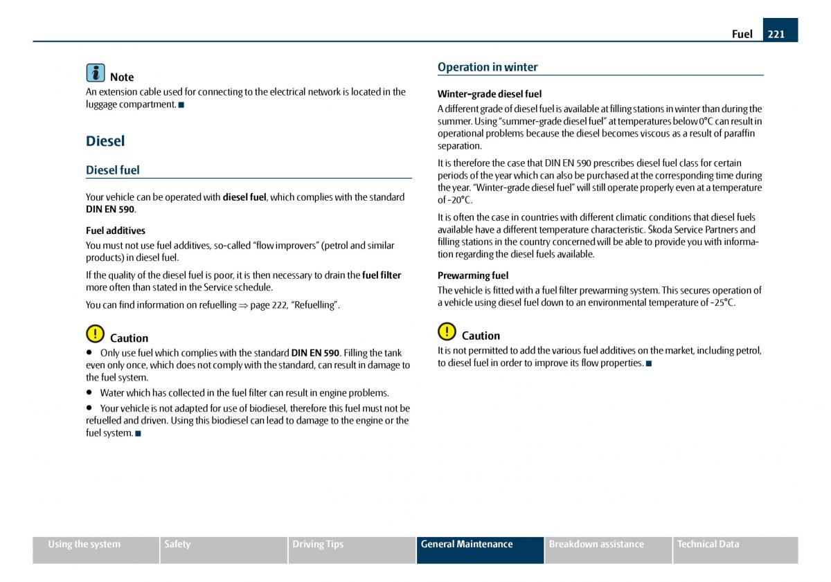 Skoda Octavia I 1 owners manual / page 222