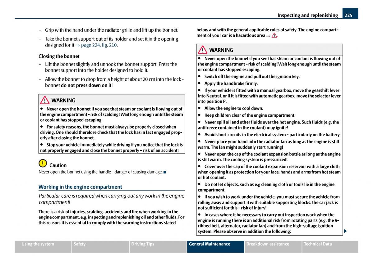 Skoda Octavia I 1 owners manual / page 226