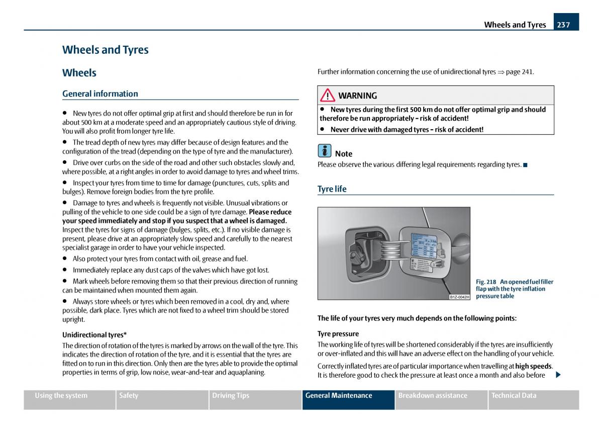 Skoda Octavia I 1 owners manual / page 238