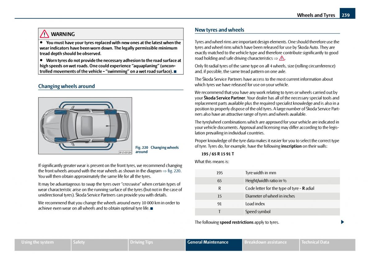 Skoda Octavia I 1 owners manual / page 240