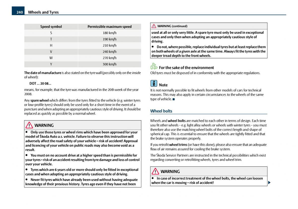 Skoda Octavia I 1 owners manual / page 241