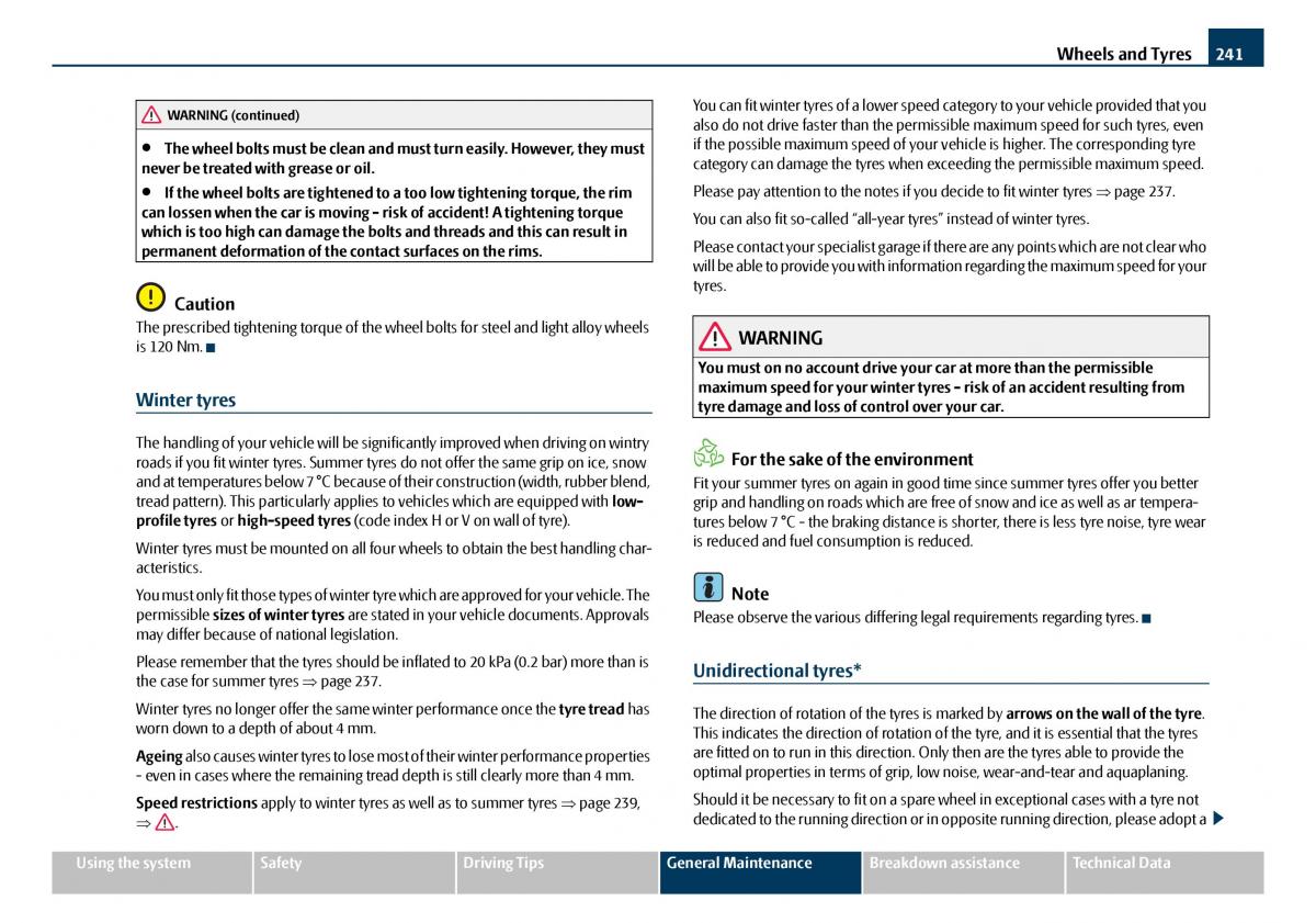 Skoda Octavia I 1 owners manual / page 242