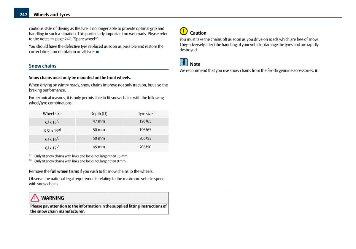 Skoda Octavia I 1 owners manual / page 243