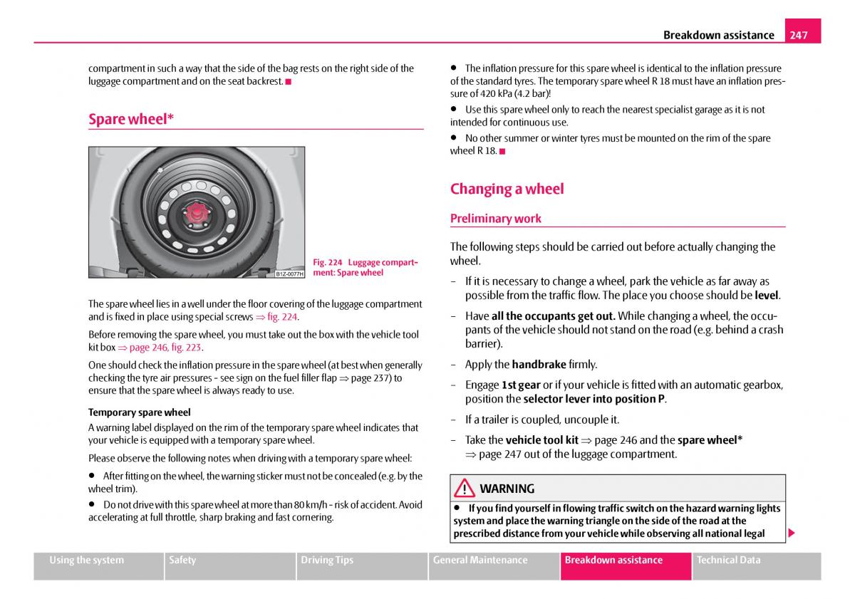 Skoda Octavia I 1 owners manual / page 248