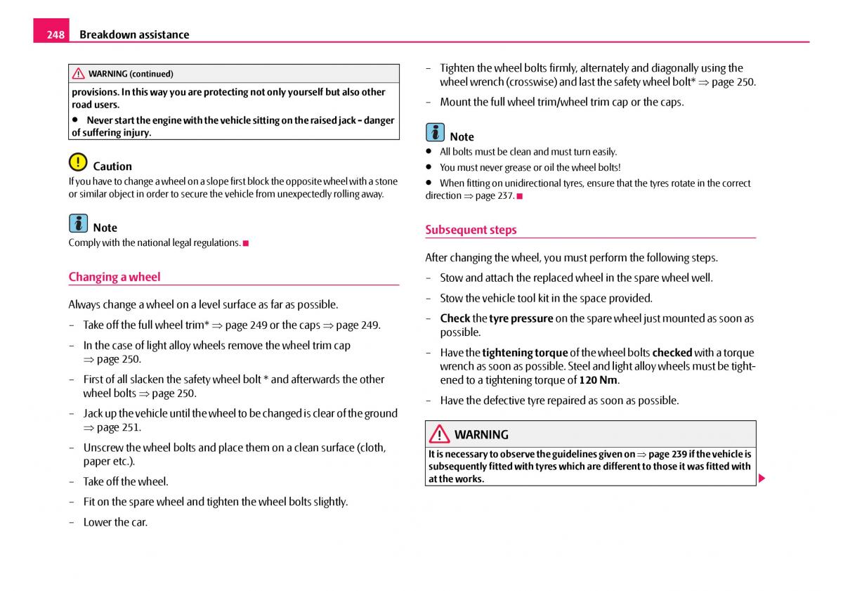 Skoda Octavia I 1 owners manual / page 249