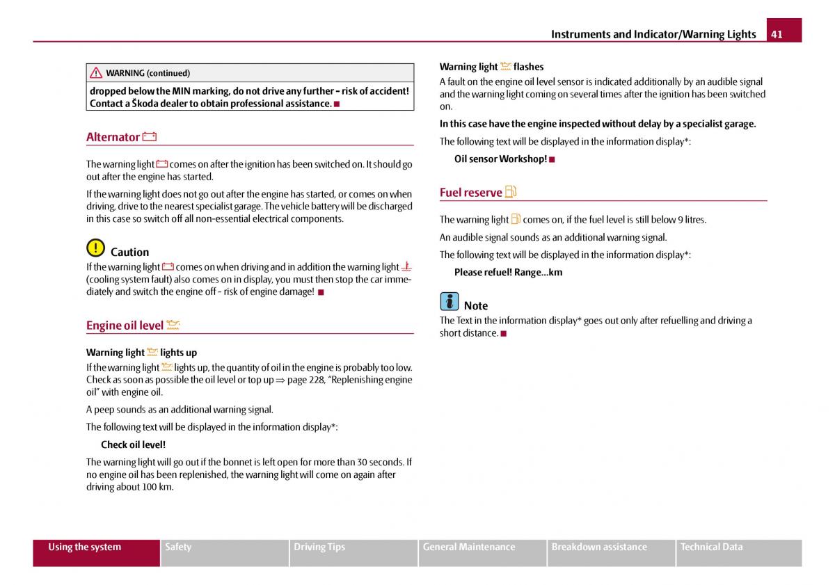 Skoda Octavia I 1 owners manual / page 42