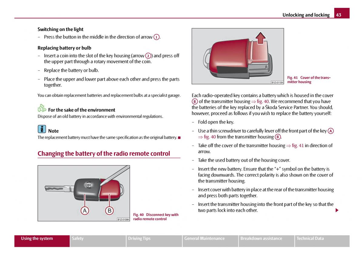 Skoda Octavia I 1 owners manual / page 44