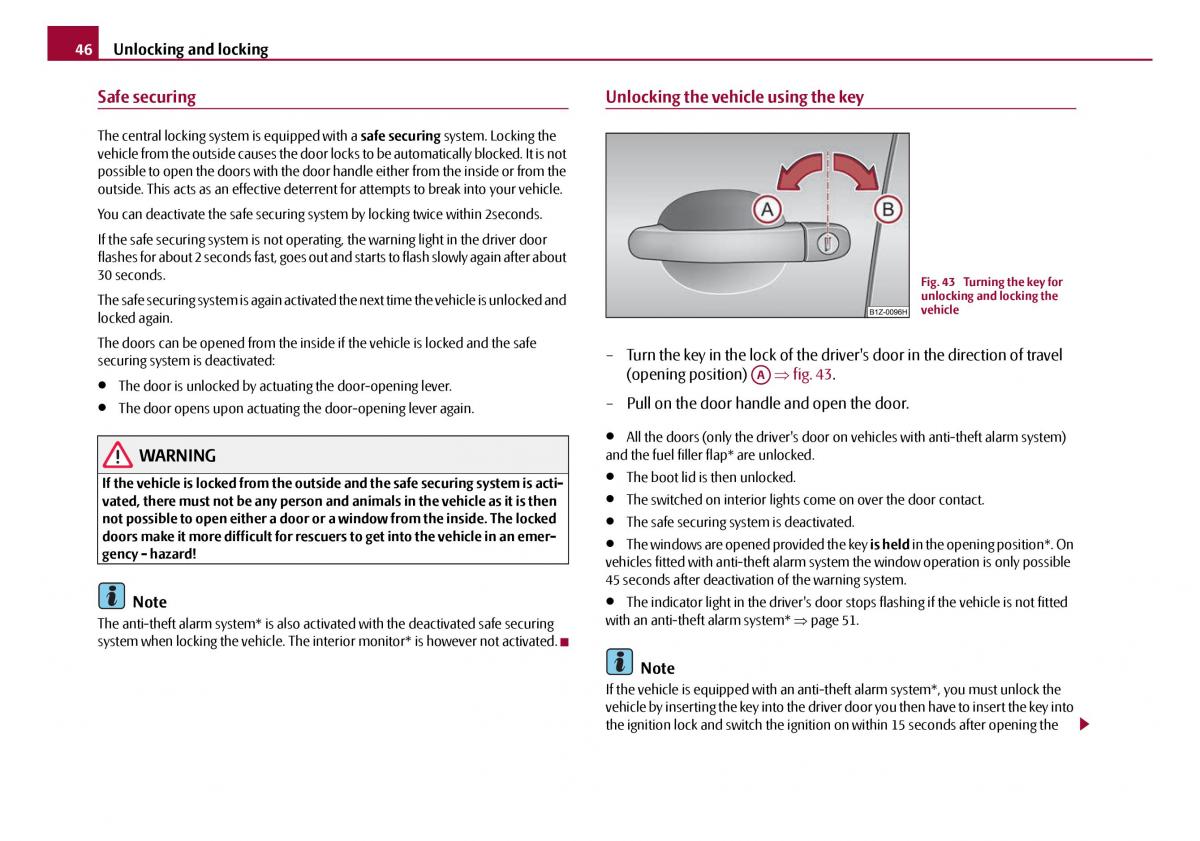 Skoda Octavia I 1 owners manual / page 47