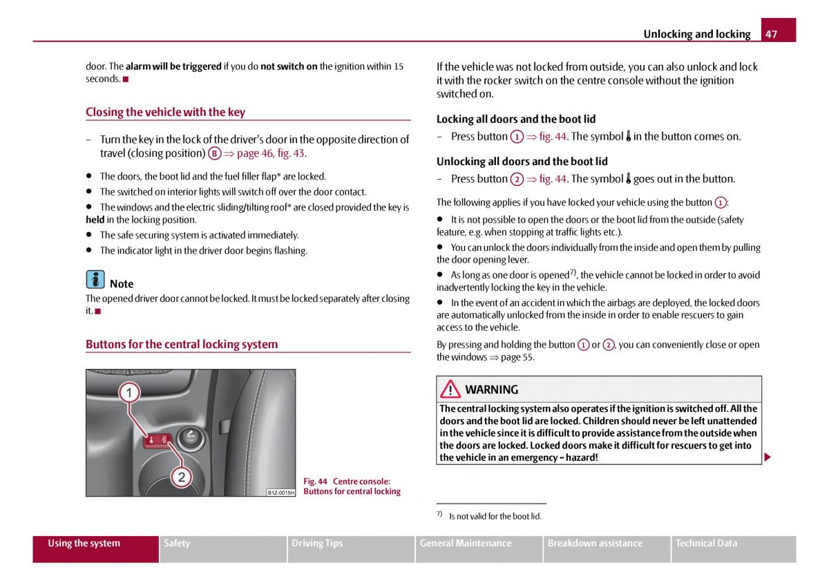 Skoda Octavia I 1 owners manual / page 48