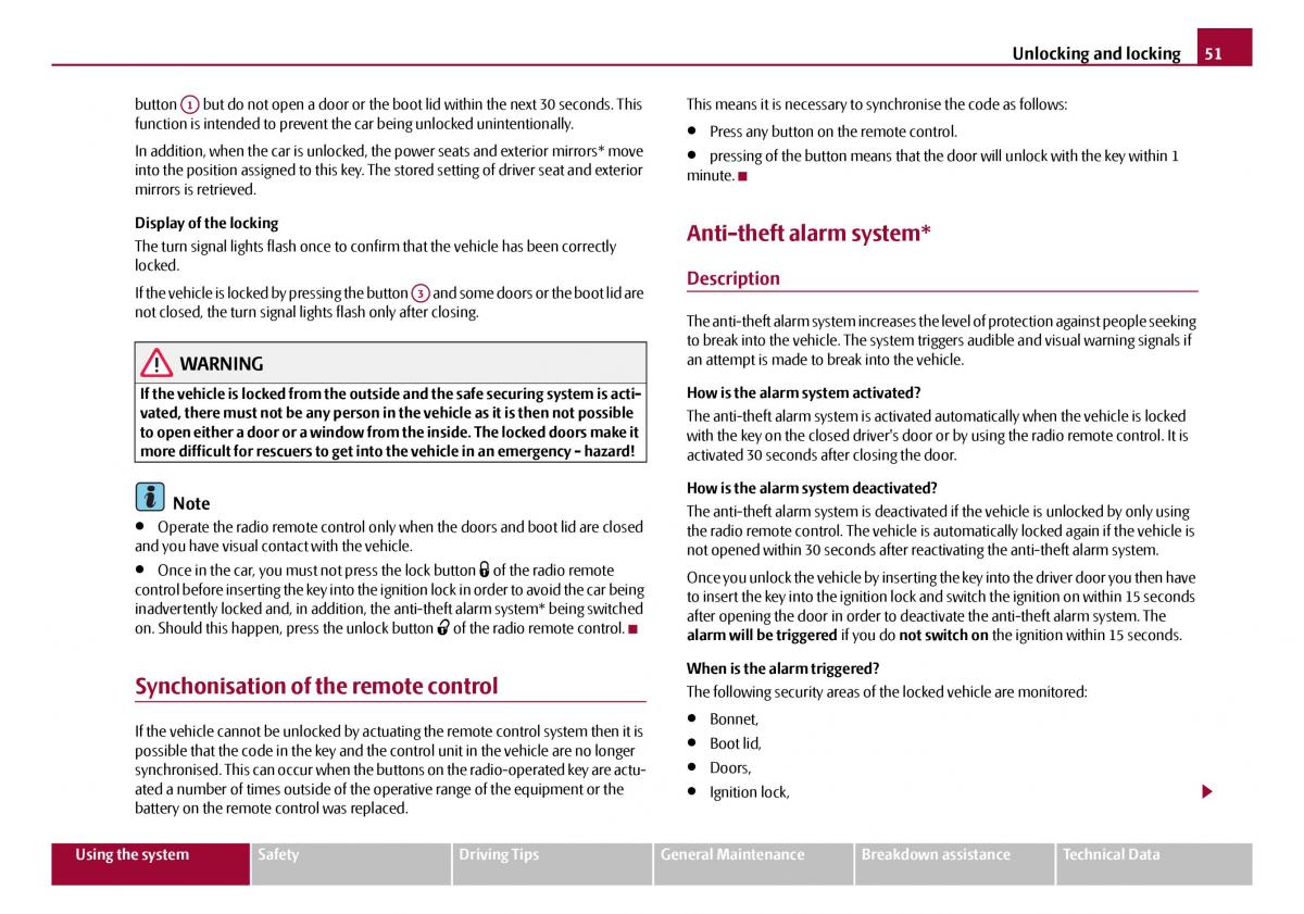 Skoda Octavia I 1 owners manual / page 52