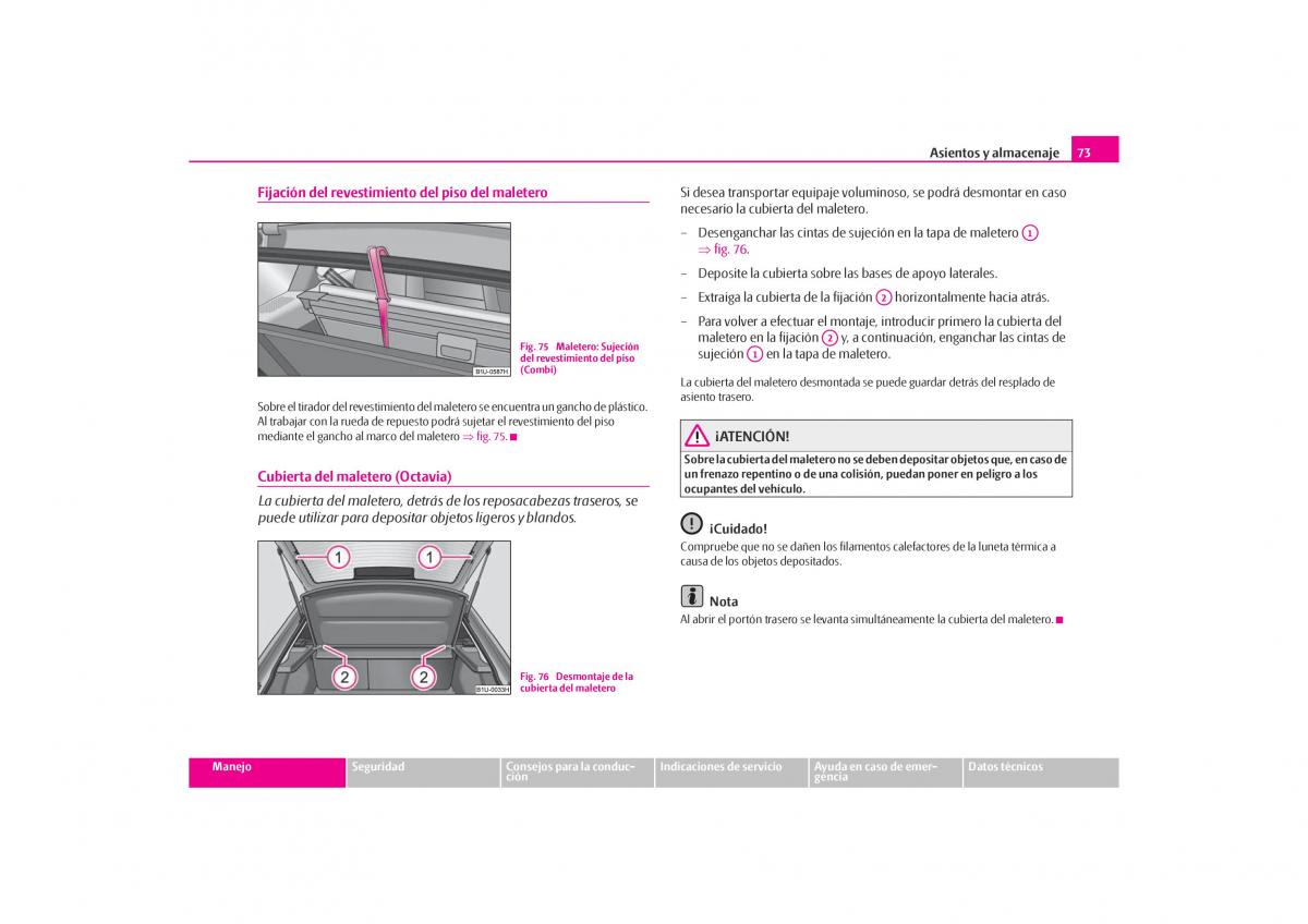 Skoda Octavia I 1 manual del propietario / page 74