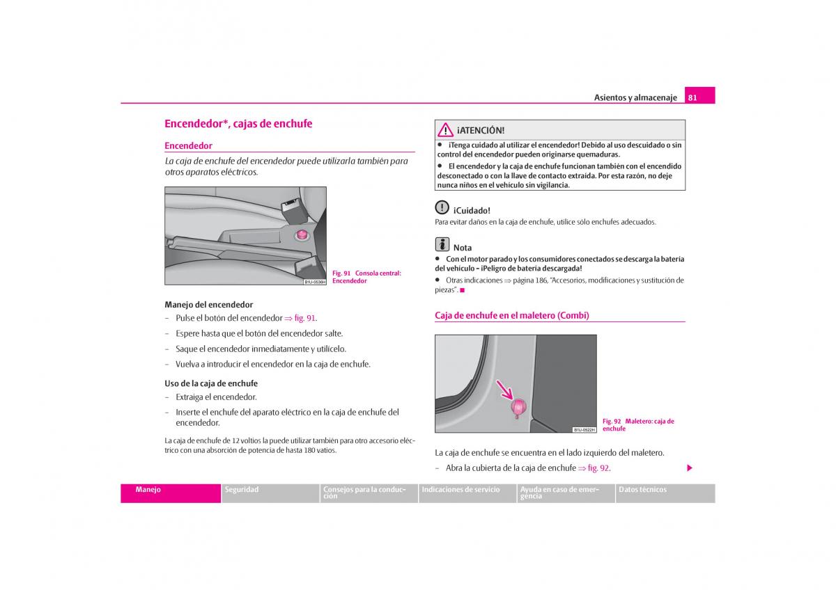 Skoda Octavia I 1 manual del propietario / page 82