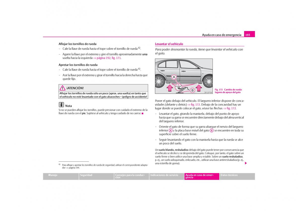 Skoda Octavia I 1 manual del propietario / page 194