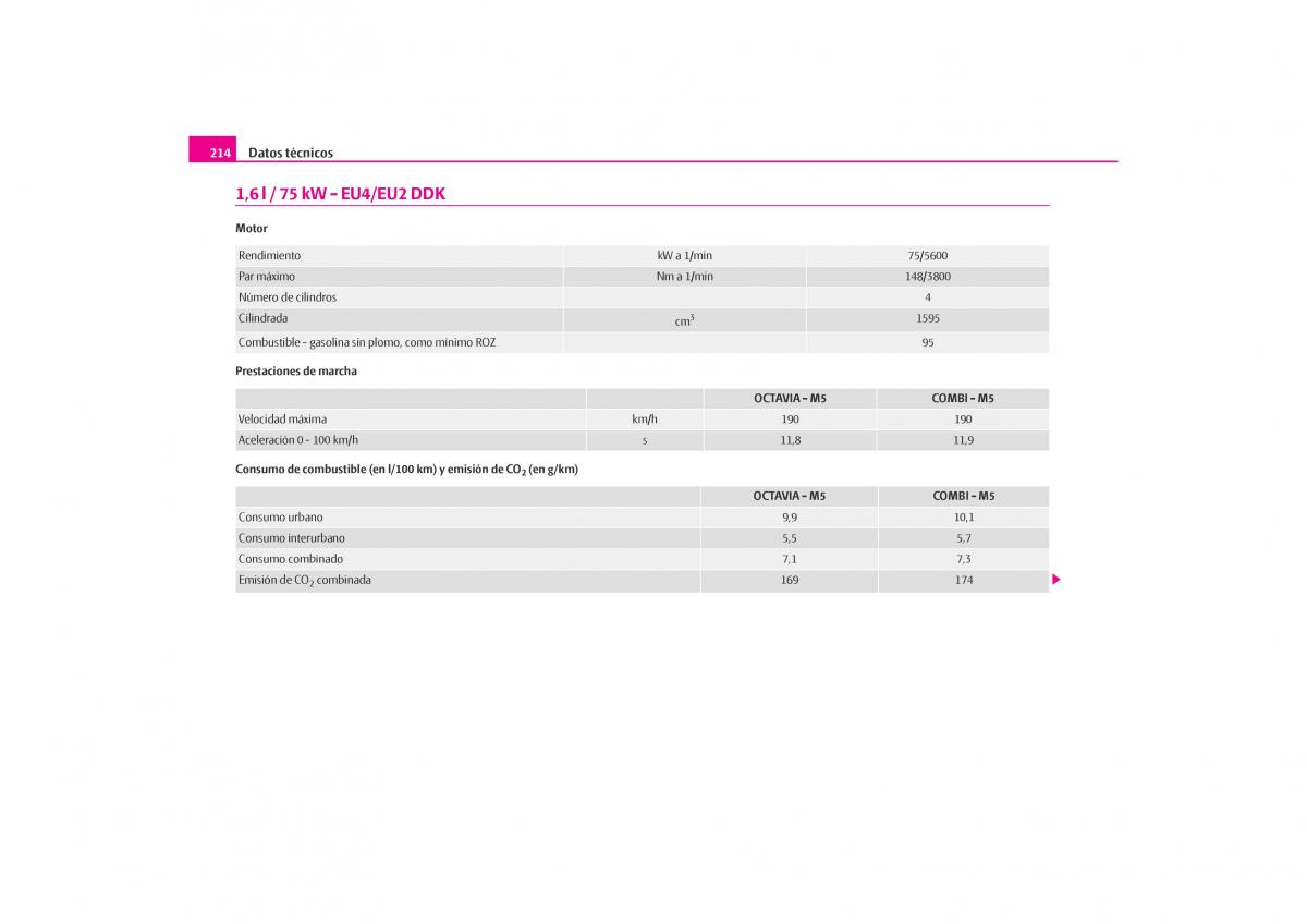 Skoda Octavia I 1 manual del propietario / page 215