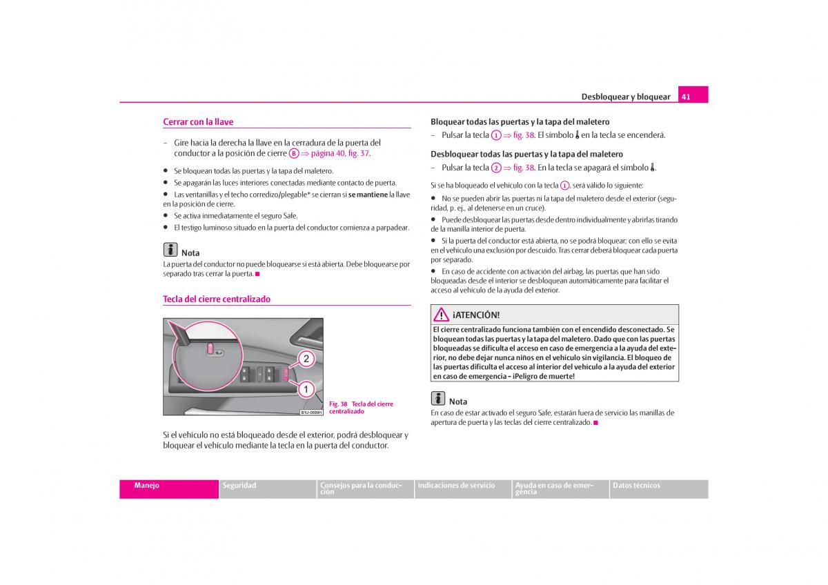 Skoda Octavia I 1 manual del propietario / page 42