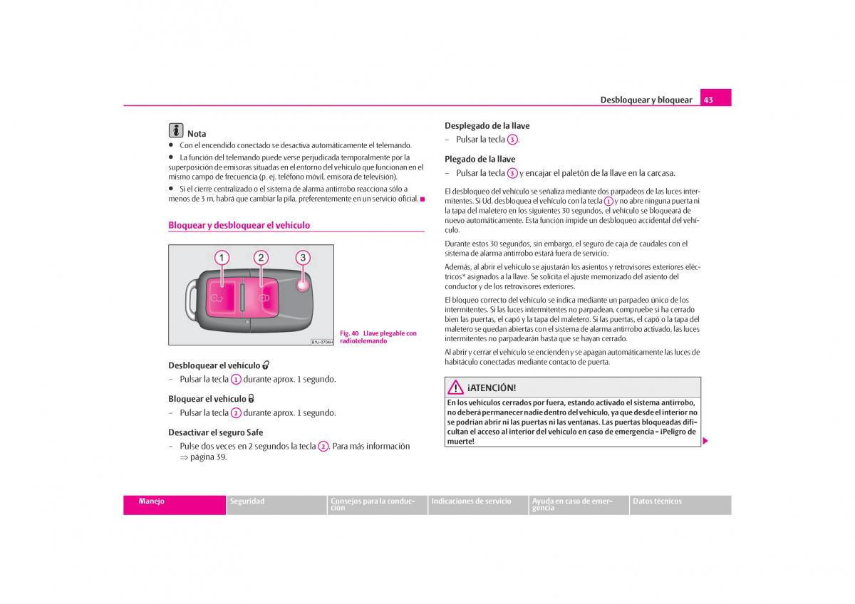 Skoda Octavia I 1 manual del propietario / page 44