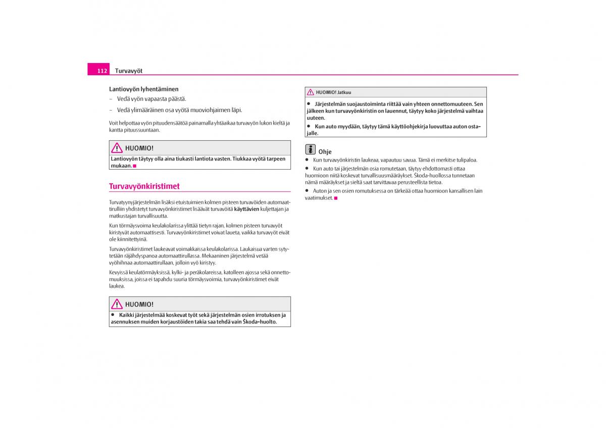 Skoda Octavia I 1 omistajan kasikirja / page 113