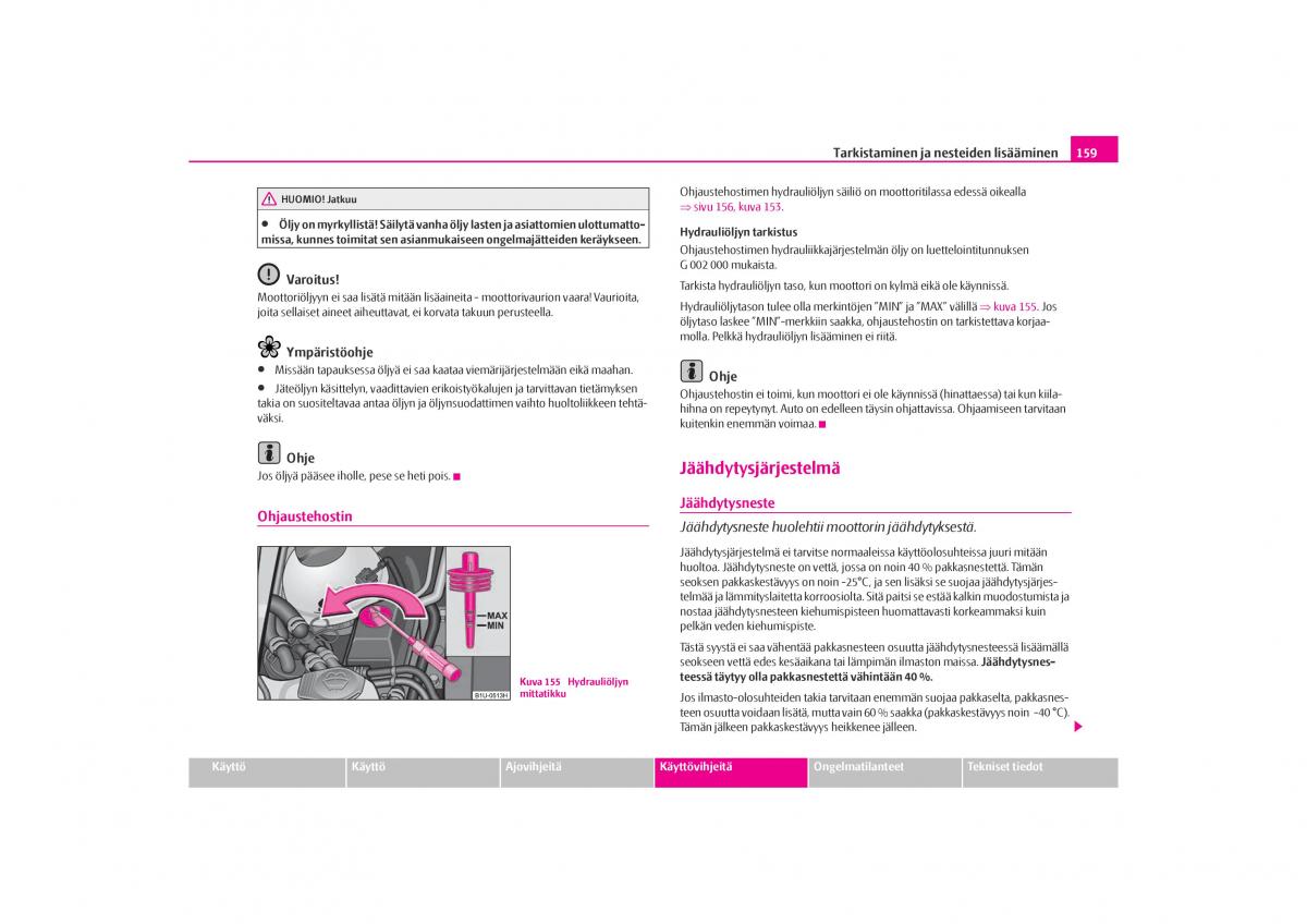 Skoda Octavia I 1 omistajan kasikirja / page 160