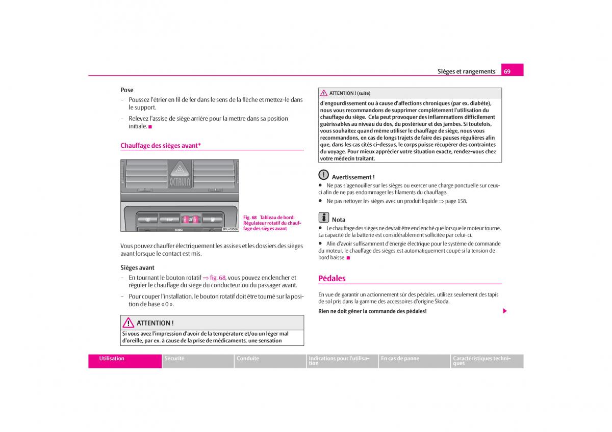 Skoda Octavia I 1 manuel du proprietaire / page 70