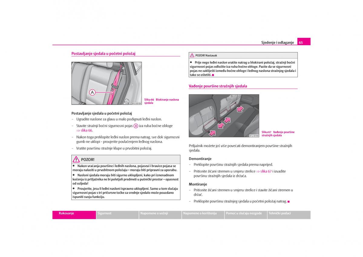 Skoda Octavia I 1 vlasnicko uputstvo / page 66