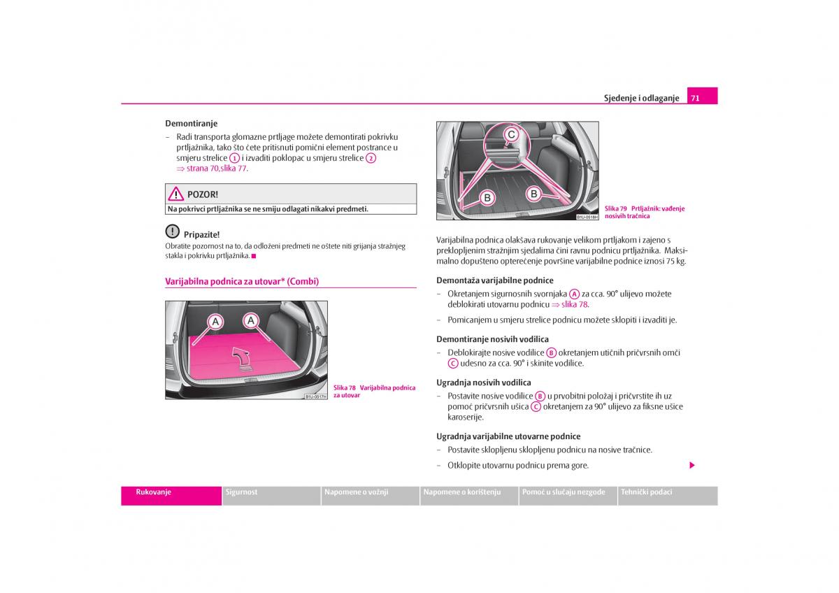 Skoda Octavia I 1 vlasnicko uputstvo / page 72