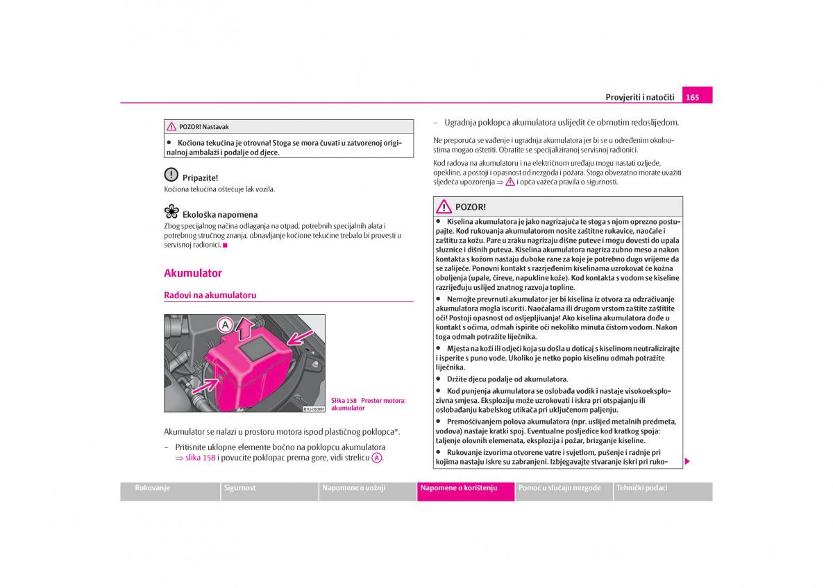 Skoda Octavia I 1 vlasnicko uputstvo / page 166