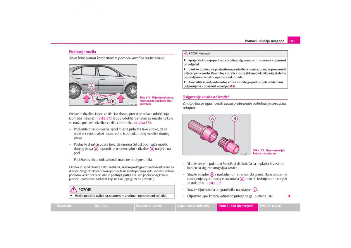 Skoda Octavia I 1 vlasnicko uputstvo / page 184