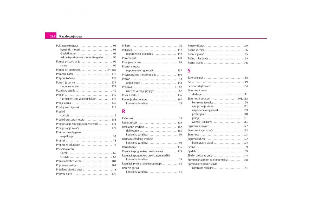 Skoda Octavia I 1 vlasnicko uputstvo / page 215