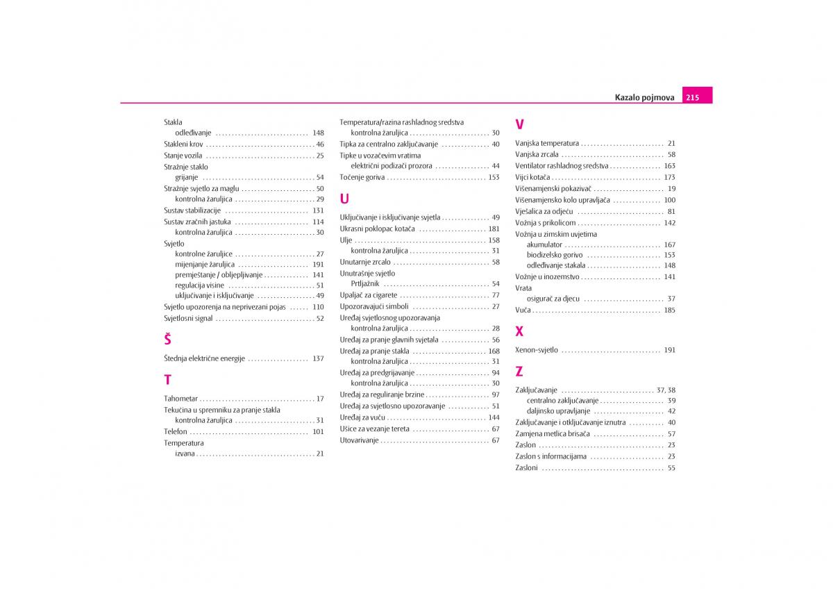 Skoda Octavia I 1 vlasnicko uputstvo / page 216