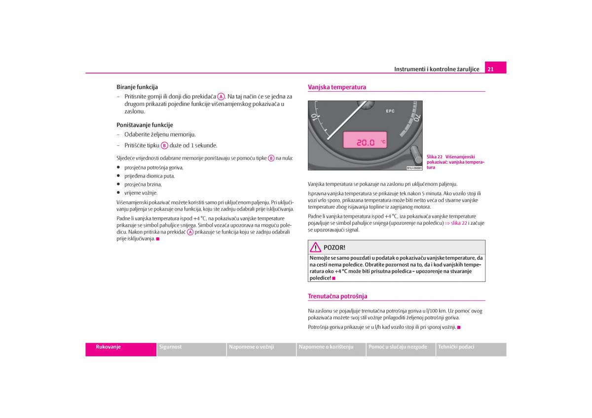 Skoda Octavia I 1 vlasnicko uputstvo / page 22