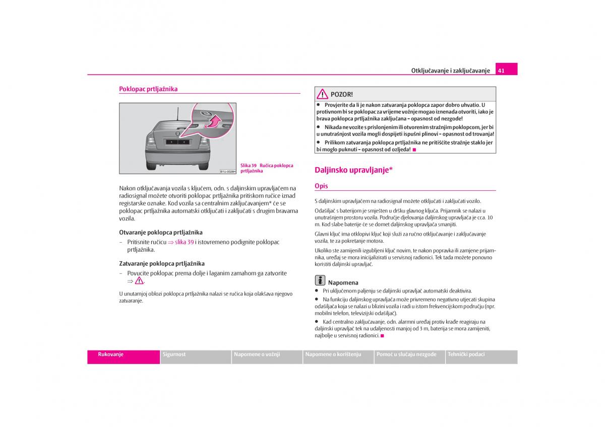 Skoda Octavia I 1 vlasnicko uputstvo / page 42