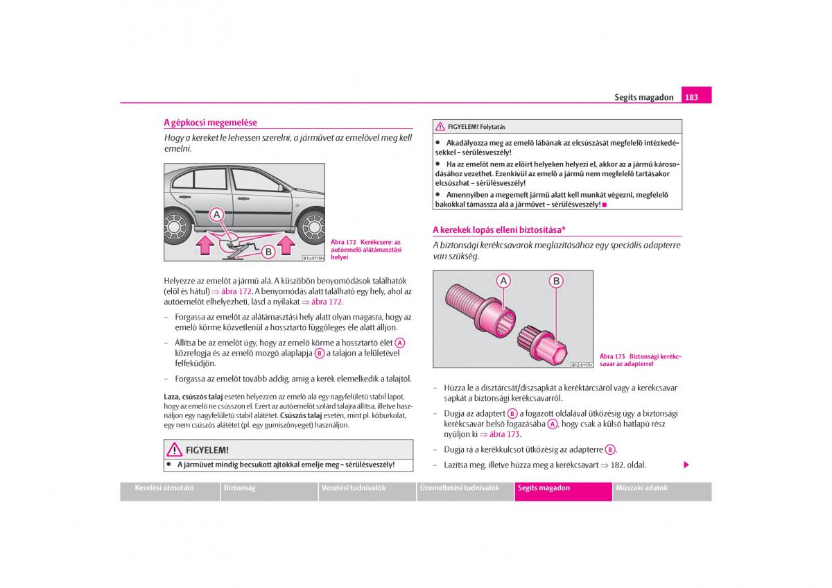 Skoda Octavia I 1 Kezelesi utmutato / page 184