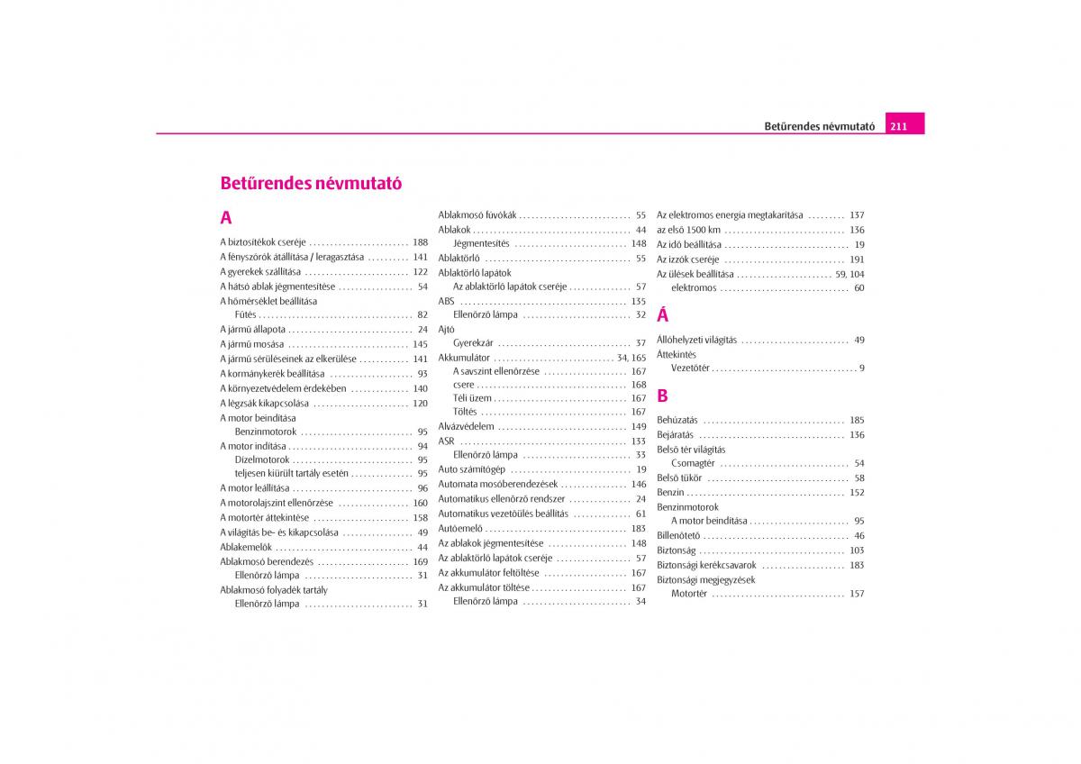 Skoda Octavia I 1 Kezelesi utmutato / page 212