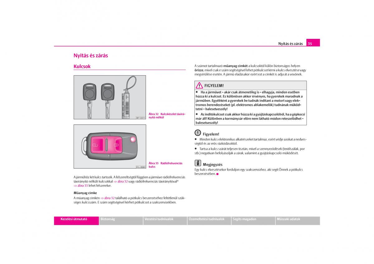 Skoda Octavia I 1 Kezelesi utmutato / page 36