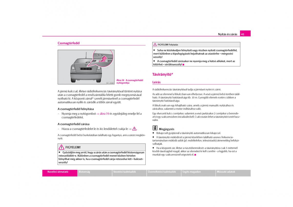 Skoda Octavia I 1 Kezelesi utmutato / page 42