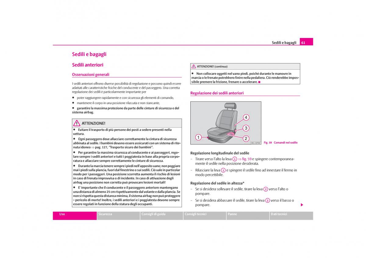 Skoda Octavia I 1 manuale del proprietario / page 62