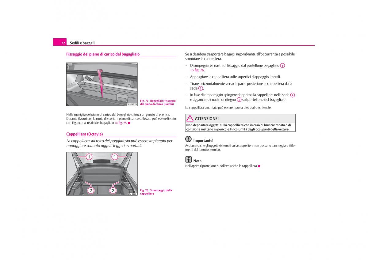 Skoda Octavia I 1 manuale del proprietario / page 73