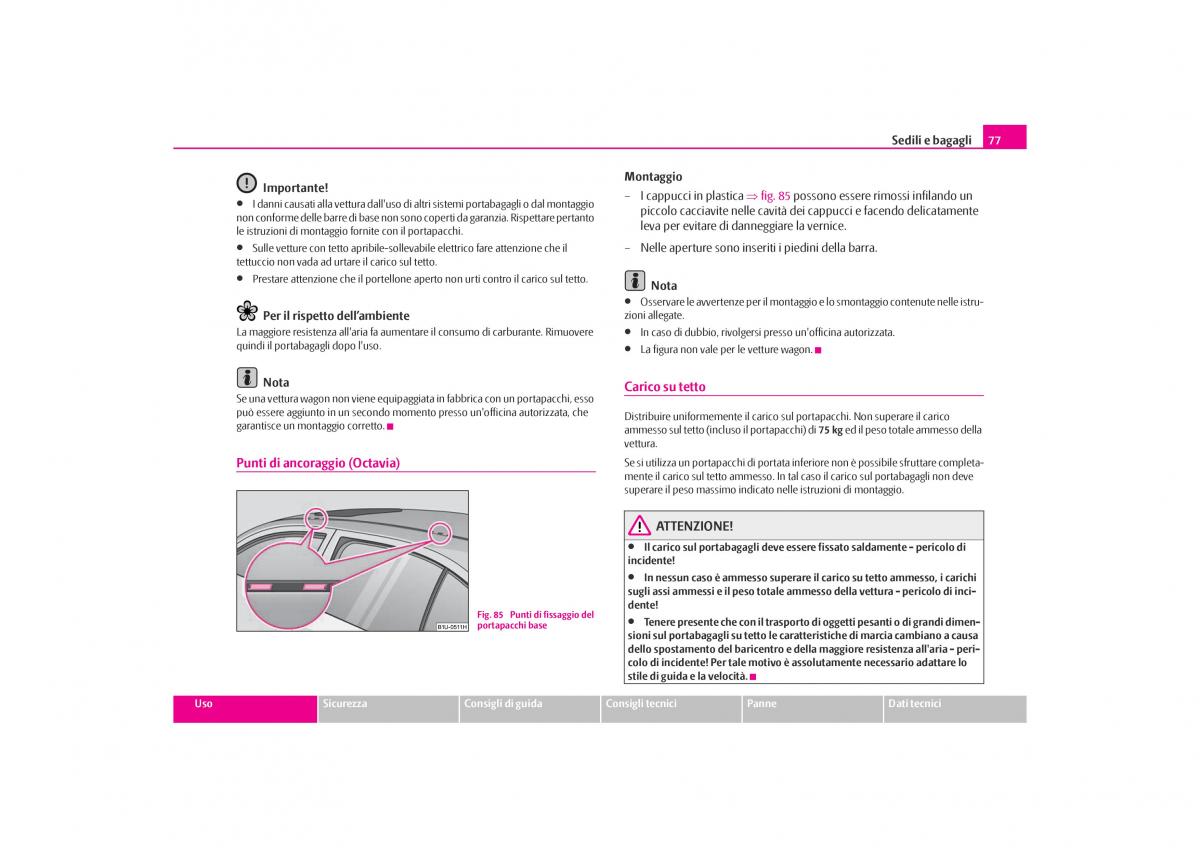 Skoda Octavia I 1 manuale del proprietario / page 78
