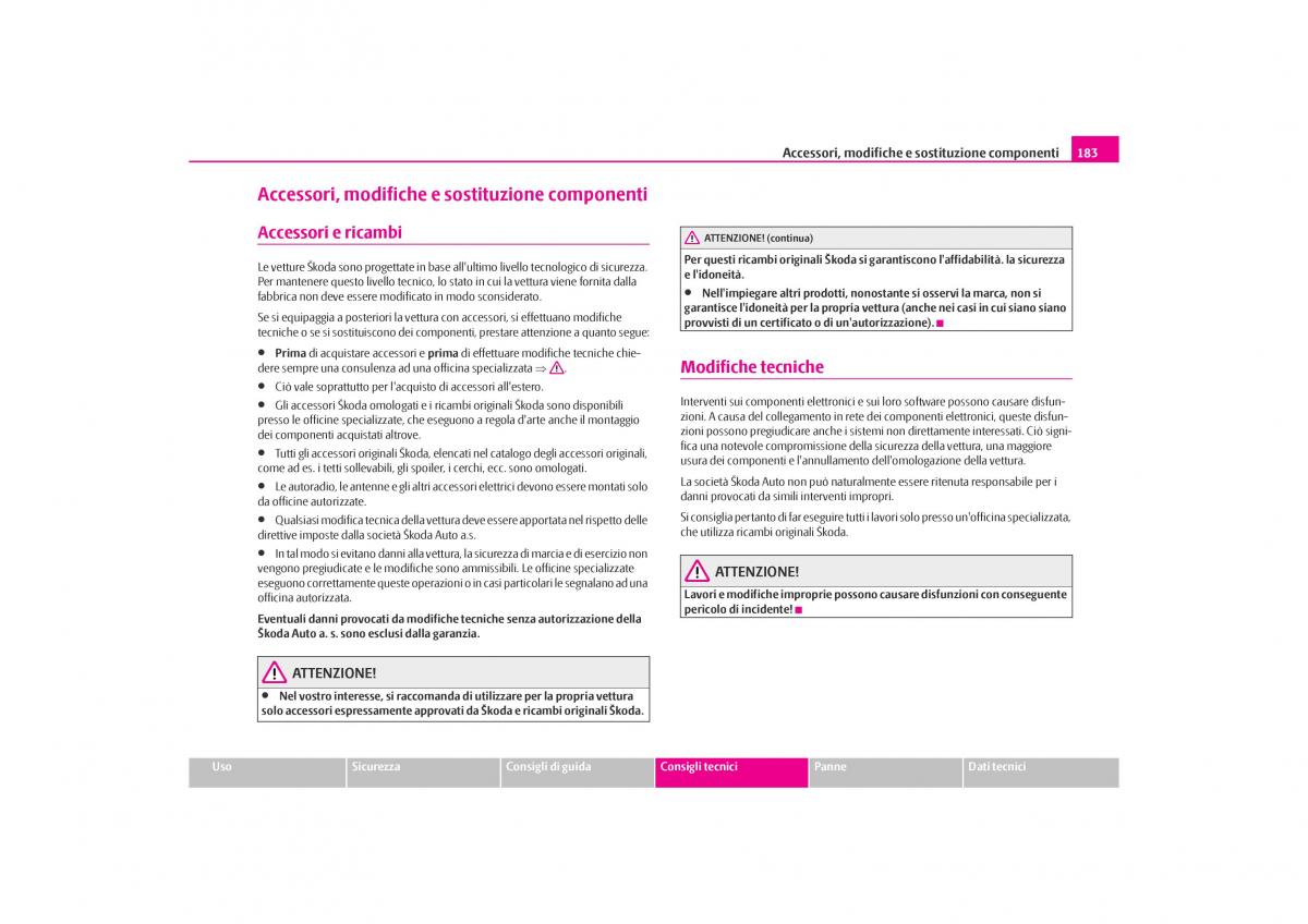 Skoda Octavia I 1 manuale del proprietario / page 184