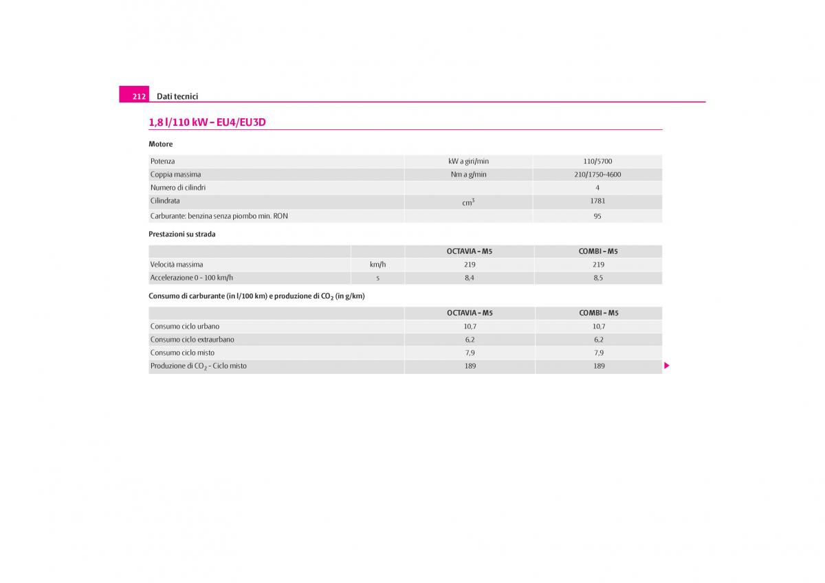 Skoda Octavia I 1 manuale del proprietario / page 213