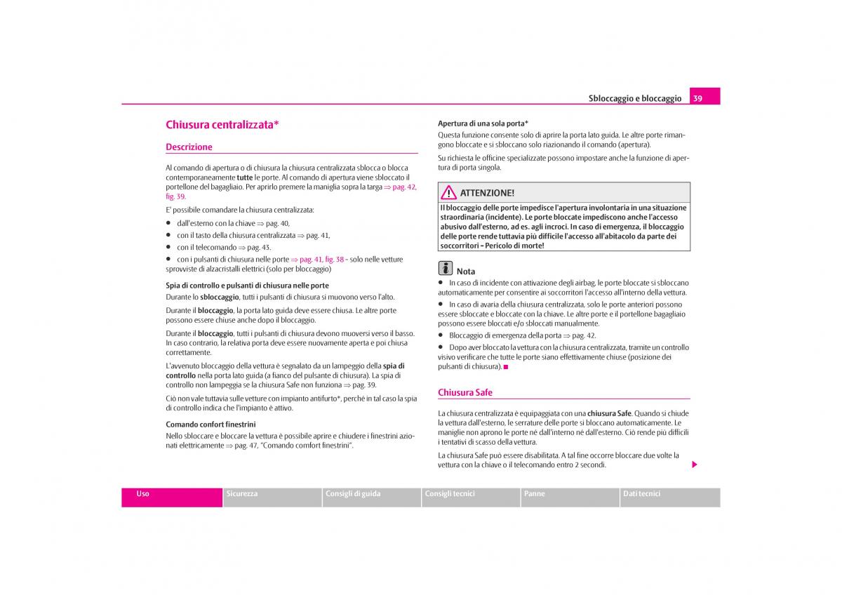 Skoda Octavia I 1 manuale del proprietario / page 40