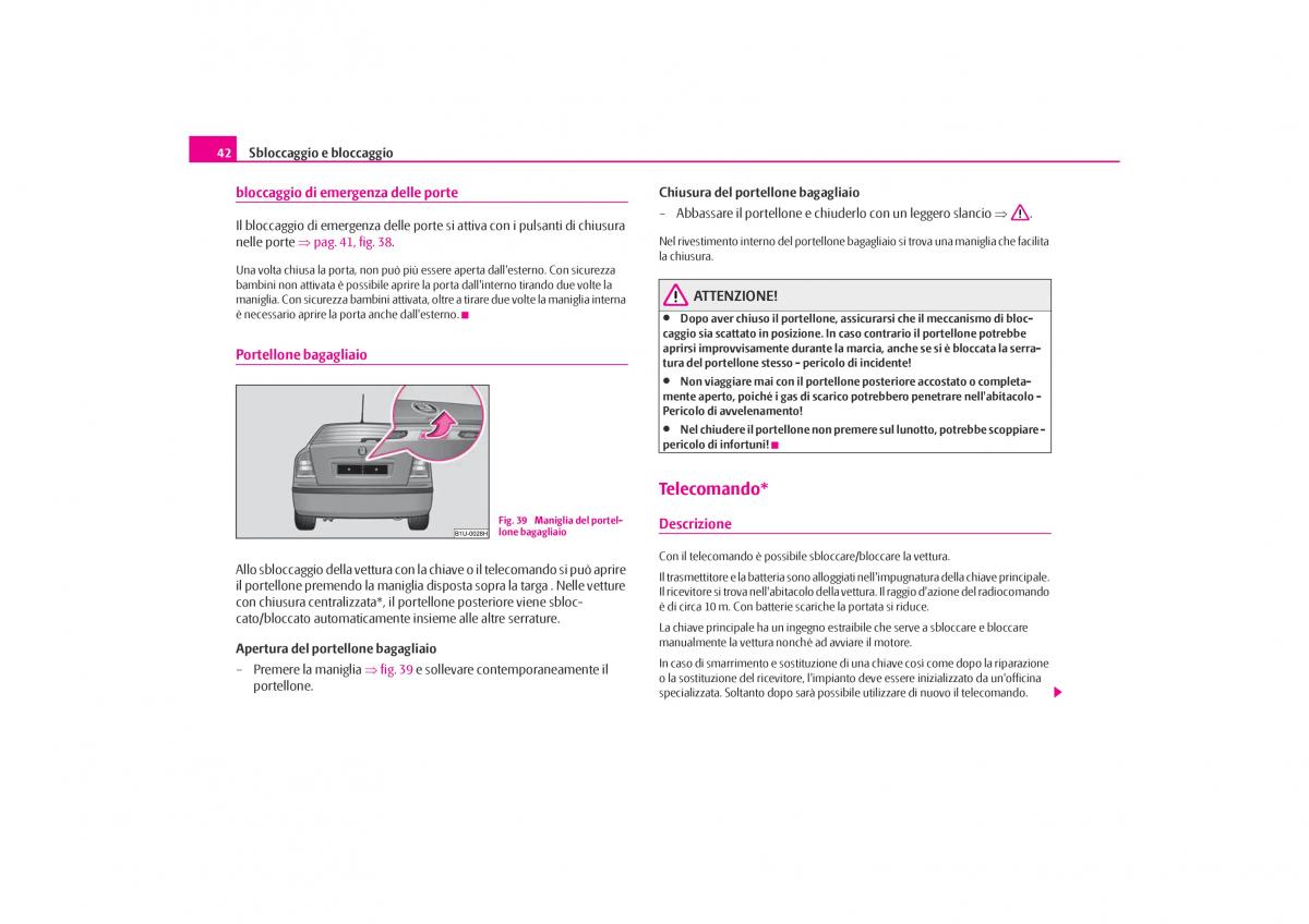 Skoda Octavia I 1 manuale del proprietario / page 43