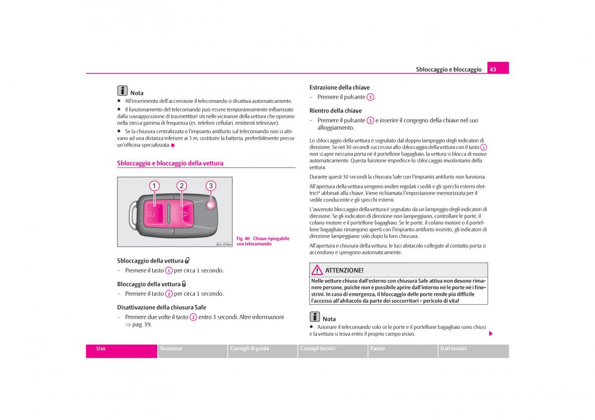 Skoda Octavia I 1 manuale del proprietario / page 44