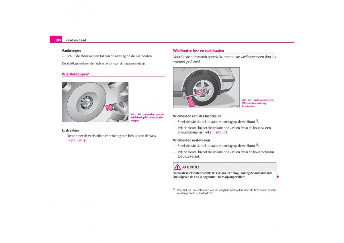 Skoda Octavia I 1 handleiding / page 191