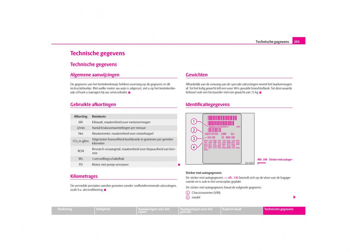 Skoda Octavia I 1 handleiding / page 206