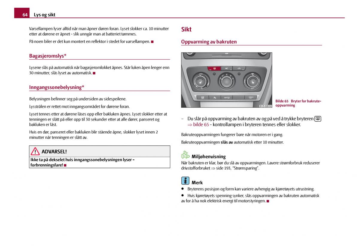 Skoda Octavia I 1 bruksanvisningen / page 65