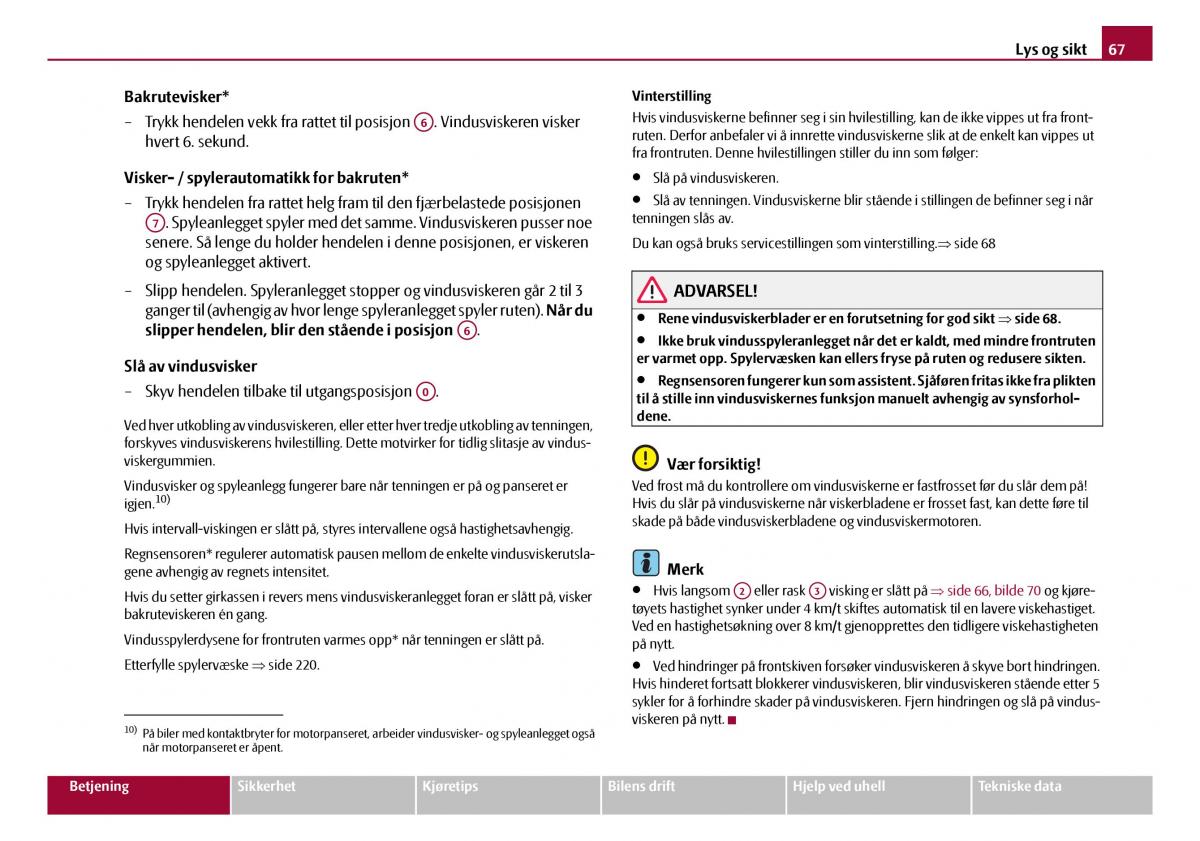 Skoda Octavia I 1 bruksanvisningen / page 68