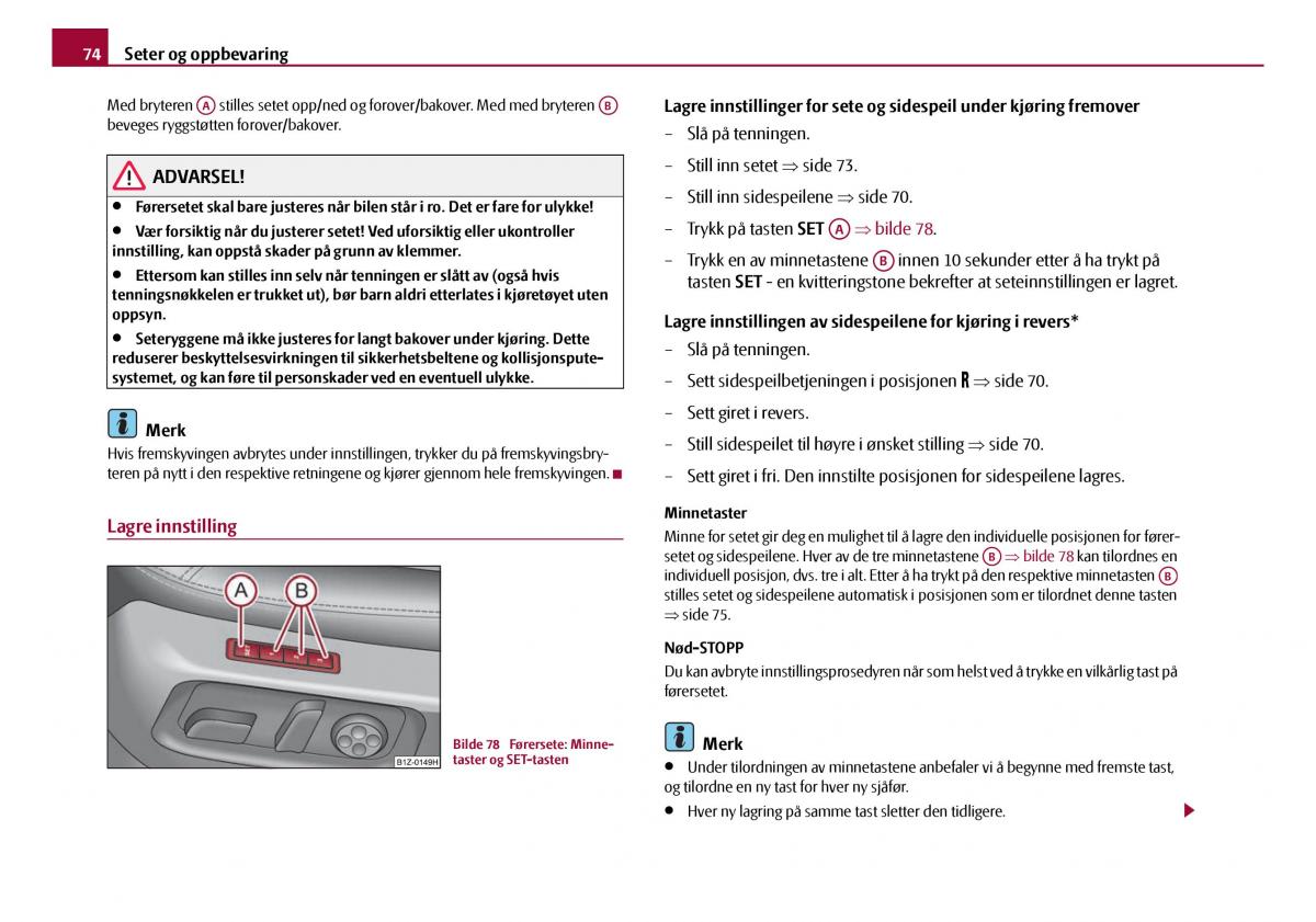 Skoda Octavia I 1 bruksanvisningen / page 75